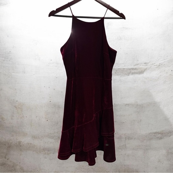 Altar'd State Dresses & Skirts - Altar'd State Burgundy Velvet Asymmetrical Slip Dress